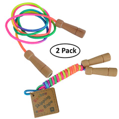 Daju Skipping Rope for Kids - Pack of 2 - Adjustable Length with Wooden Handles - Daju Toys