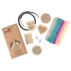 Daju Cross Stitch Pendant Kit - Craft kit for kids - Makes 5 Pendants - Pastel