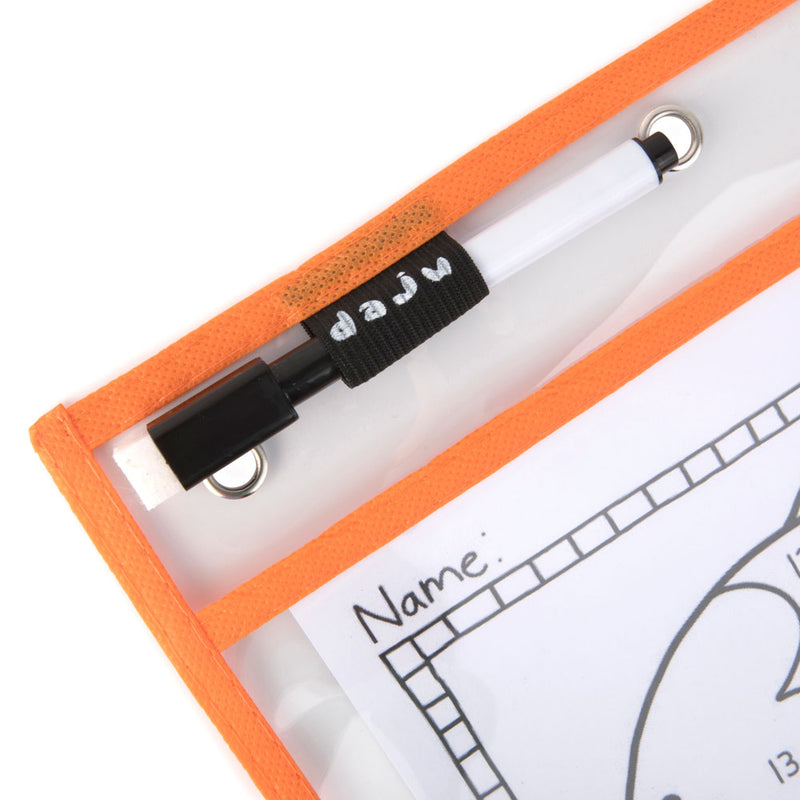 Daju Dry Erase Pockets - Pack of 12 - 26cm x 35cm - Pens Included