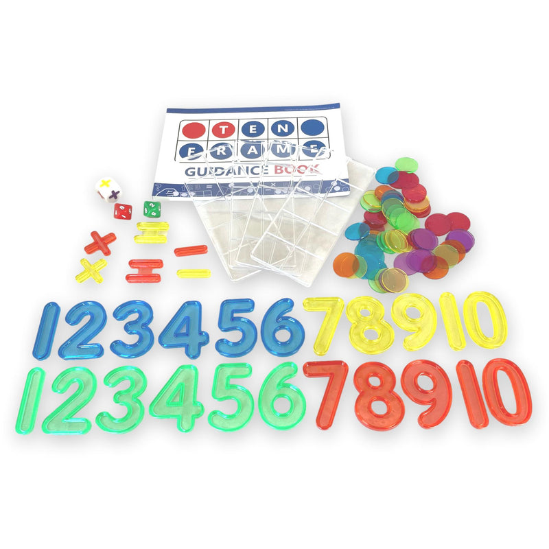 Daju Ten Frame Set - 4 Ten Frames with Tokens, Numbers and Activity Book.