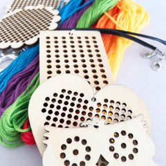 Daju Cross Stitch Pendant Kit - Craft kit for kids - Makes 5 Pendants